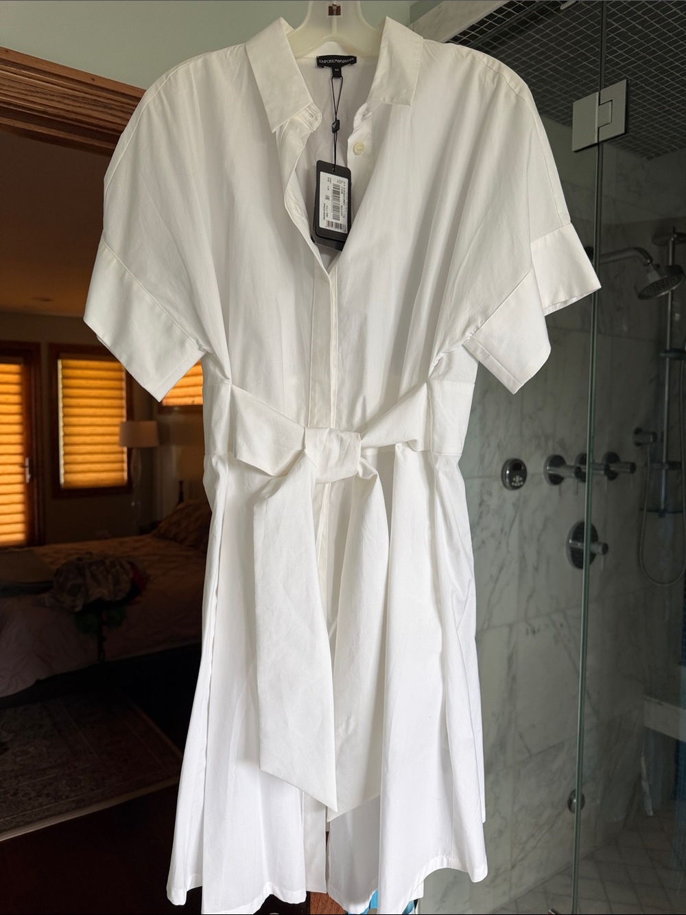 Emporio Armani White Dress Shirt with Black Label